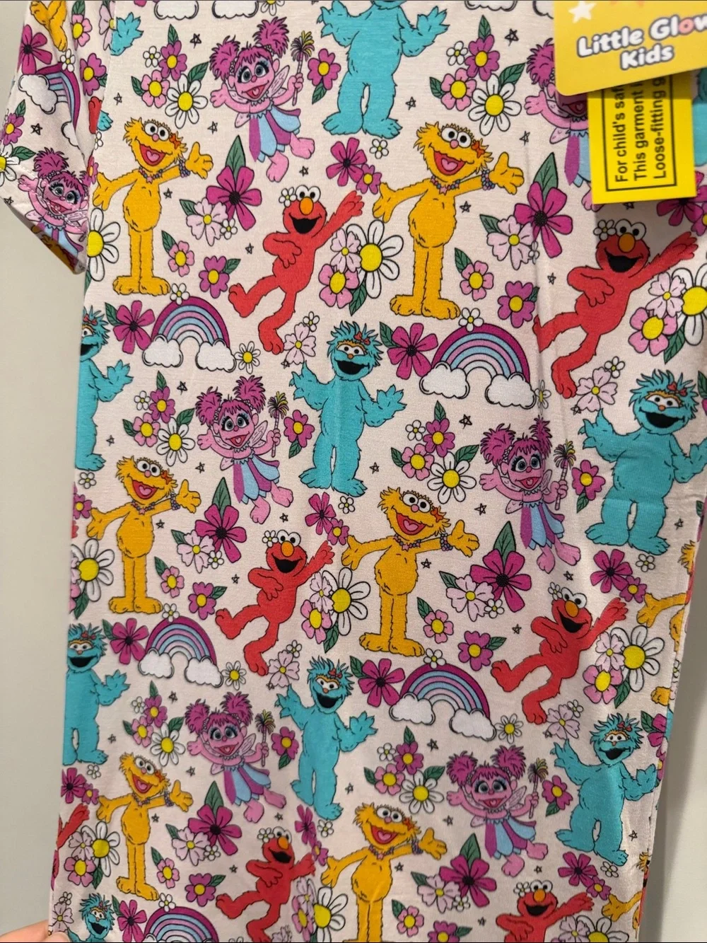 Little Glow Kids bamboo Sesame Street shorts pajama set size 5/6 NWT